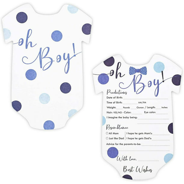 Baby Shower Prediction Game Cards Clothes Blue Boys Pack of 20 Cards & Envelopes